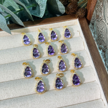 Viseći privjesak za ogrlicu od prirodnog ametista u srebru S925, oblik tikve, elektroplate, elegantan dizajn