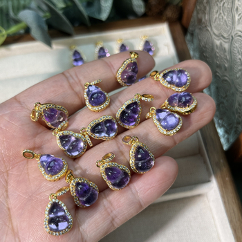 Viseći privjesak za ogrlicu od prirodnog ametista u srebru S925, oblik tikve, elektroplate, elegantan dizajn