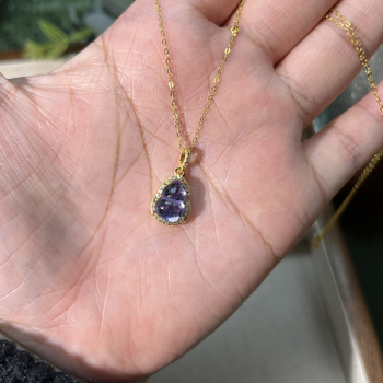 Viseći privjesak za ogrlicu od prirodnog ametista u srebru S925, oblik tikve, elektroplate, elegantan dizajn