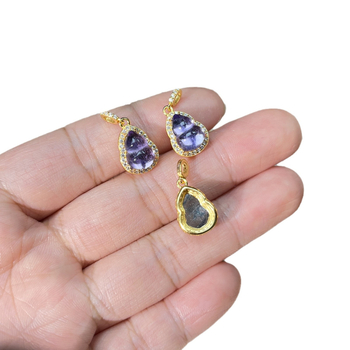 Viseći privjesak za ogrlicu od prirodnog ametista u srebru S925, oblik tikve, elektroplate, elegantan dizajn