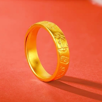 Пръстен с талисман котка късмет, позлатен, дизайн осем съкровища, Seiko финиш, за жени