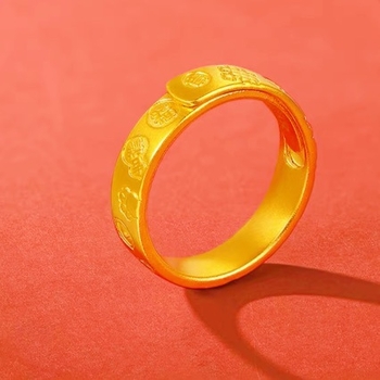 Пръстен с талисман котка късмет, позлатен, дизайн осем съкровища, Seiko финиш, за жени