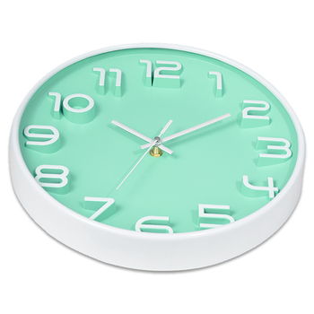 Ceas de perete Kelijia KLJ-6125, mișcare cuarț cu sweep al secundelor, alimentare cu baterie, carcasă rotundă din plastic, cadran din sticlă