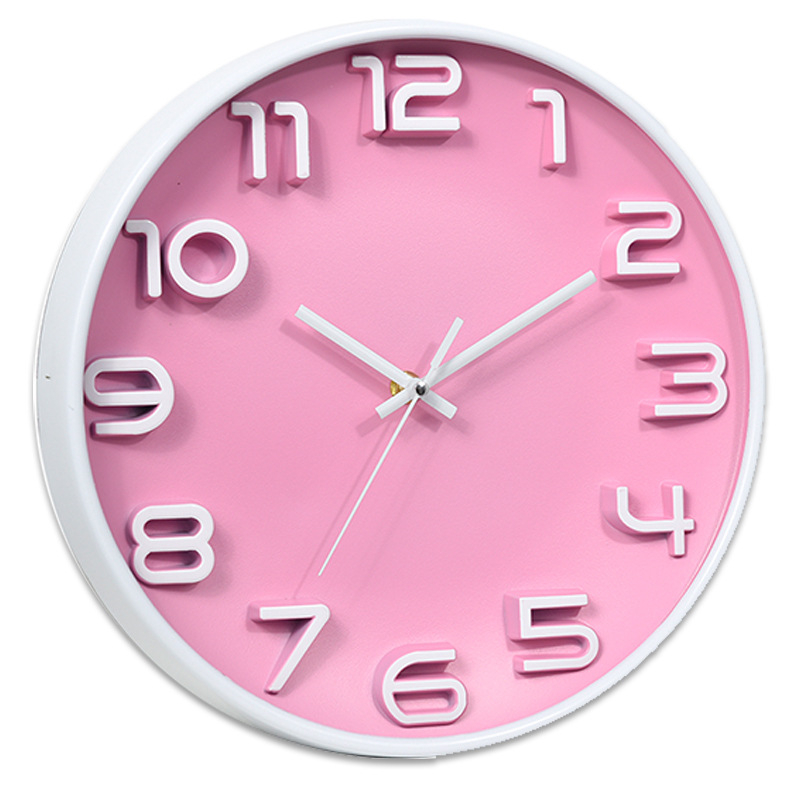 Ceas de perete Kelijia KLJ-6125, mișcare cuarț cu sweep al secundelor, alimentare cu baterie, carcasă rotundă din plastic, cadran din sticlă