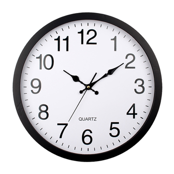 Ceas de perete modern, rotund, alimentat cu baterii, mișcare cuarț, carcasă din plastic, singură față, afișaj cu ace și cifre