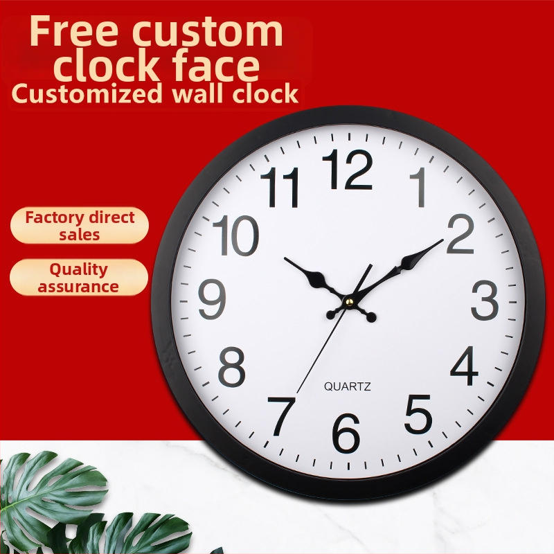 Ceas de perete modern, rotund, alimentat cu baterii, mișcare cuarț, carcasă din plastic, singură față, afișaj cu ace și cifre