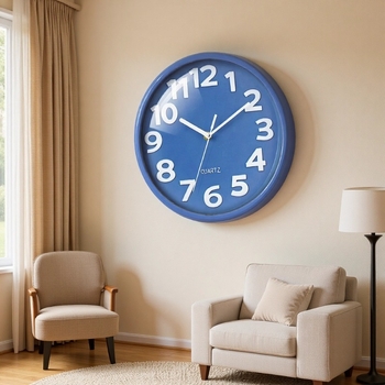 Kelijia KLJ-6430 Ceas de perete, design modern cu sticlă arcuită, mișcare lină a secundelor, cadran și carcasa din plastic, alimentare cu baterie, o singură față