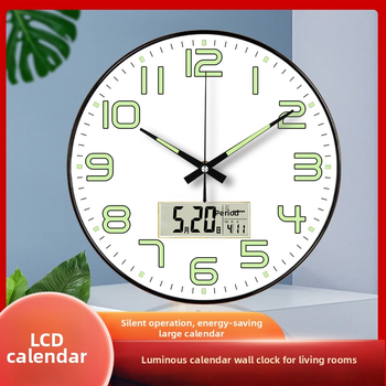 Ceas de Perete A-966 cu mișcare silențioasă, termometru și calendar perpetuu, afișaj săptămânii și lunii, corp rotund din plastic, cadran PVC