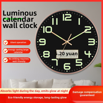 Ceas de Perete A-966 cu mișcare silențioasă, termometru și calendar perpetuu, afișaj săptămânii și lunii, corp rotund din plastic, cadran PVC