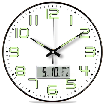 Ceas de Perete A-966 cu mișcare silențioasă, termometru și calendar perpetuu, afișaj săptămânii și lunii, corp rotund din plastic, cadran PVC