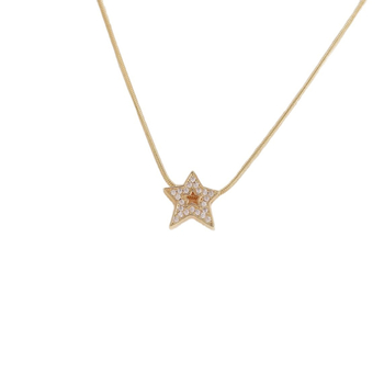 Colier cu formă de stea, cupru şi zirconiu, placare electroplatină, stil uşor lux, lansare iarna 2025