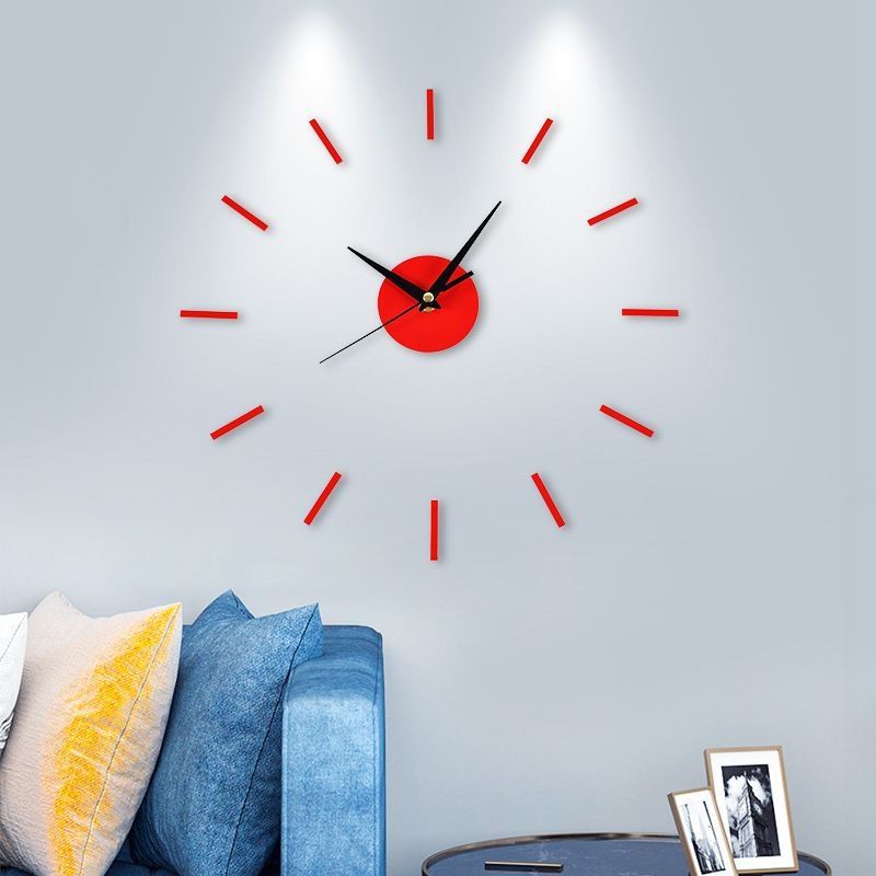 Ceas de perete fără găuri, mișcare quartz silențioasă, cadran rotund cu cifre pentru living și dormitor