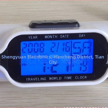 Ceas de alarmă cu afișaj LCD, Ora Mondială, Alimentat cu baterii, Carcasă din plastic, cadran PVC