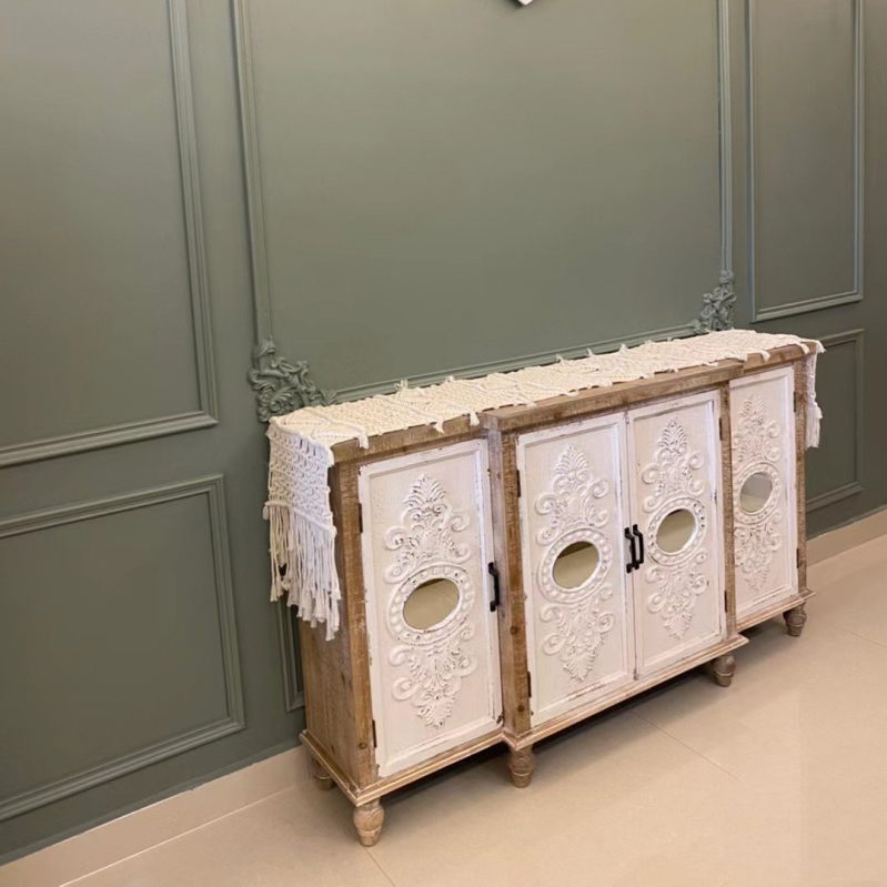 Nordic Bohemian asztalterítő futó – 92% pamut, 8% poliészter, geometriai absztrakt minta, személyre szabás elérhető