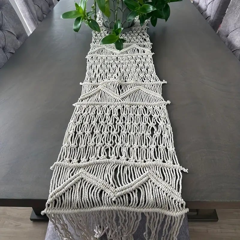 Nordic Bohemian asztalterítő futó – 92% pamut, 8% poliészter, geometriai absztrakt minta, személyre szabás elérhető