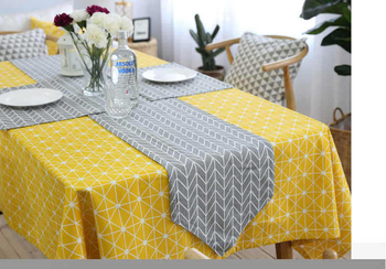 Asztali zászló len- és pamut keverékből, 50% pamut, 50% poliészter, geometriai absztrakt mintázat, modern egyszerű stílus, testreszabható, Ju Meishi