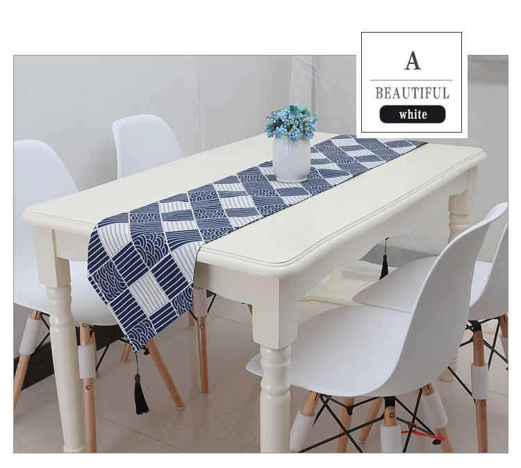 Asztali zászló len- és pamut keverékből, 50% pamut, 50% poliészter, geometriai absztrakt mintázat, modern egyszerű stílus, testreszabható, Ju Meishi