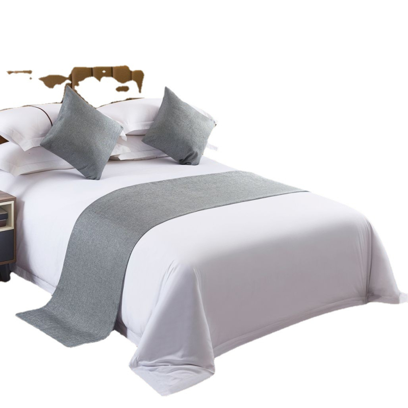 Runner de pat cu logo brodat, stil lux ușor, personalizabil, imprimare logo, model monocrom