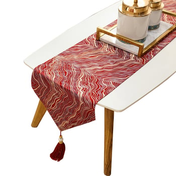 Table Runner od poliestera, geometrijska apstrakcija, moderan minimalistički stil, prilagodljivo, za dnevni boravak i restoran.