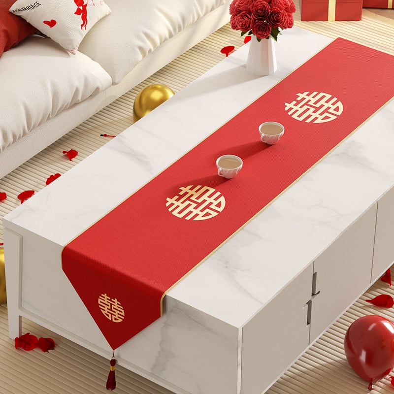 Флаг за маса – ленено платно, 90% лен, сватбен стил, празничен модел, персонализирано