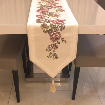 Флаг за маса от смесена тъкан (75% полиестер, 25% полипропилен), рисунка на растения и цветя, персонализирана обработка, подходящ за дневна и спалня