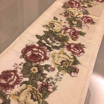 Флаг за маса от смесена тъкан (75% полиестер, 25% полипропилен), рисунка на растения и цветя, персонализирана обработка, подходящ за дневна и спалня