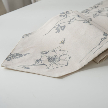 Флаг за маса с рисунка на цветя, американски селски стил, пискюли, смесена материя (90% памук, 10% лен), обработка по поръчка