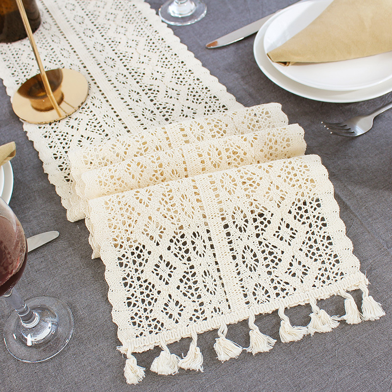 Table runner - памук, геометричен модел, ретро стил, Yuluoyuluo, код Tr609-2