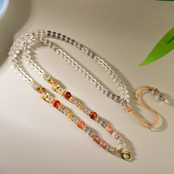 Természetes gyanta virág kristály nyaklánc zsinórral, kézzel kötött, U-alakú geometriai dizájn, Falin Crystal Jewelry