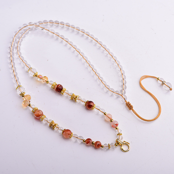 Természetes gyanta virág kristály nyaklánc zsinórral, kézzel kötött, U-alakú geometriai dizájn, Falin Crystal Jewelry