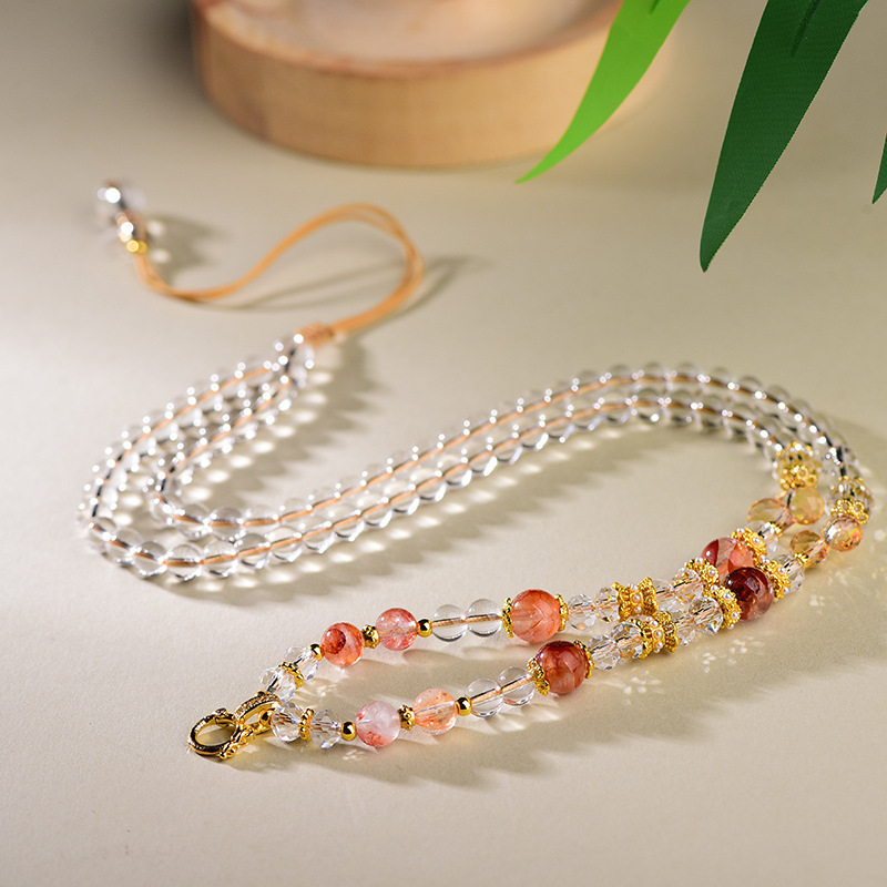 Természetes gyanta virág kristály nyaklánc zsinórral, kézzel kötött, U-alakú geometriai dizájn, Falin Crystal Jewelry