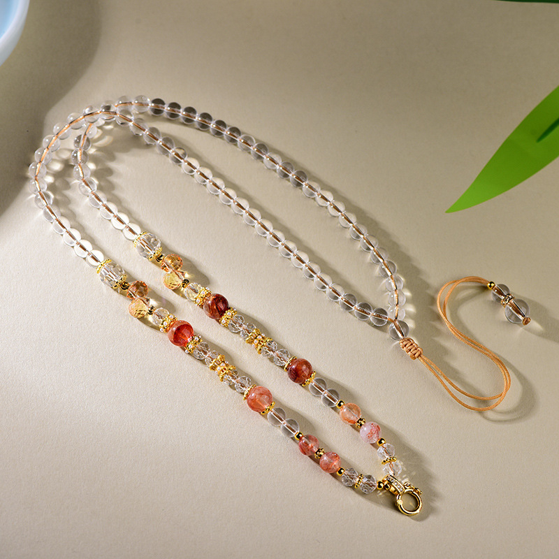 Természetes gyanta virág kristály nyaklánc zsinórral, kézzel kötött, U-alakú geometriai dizájn, Falin Crystal Jewelry