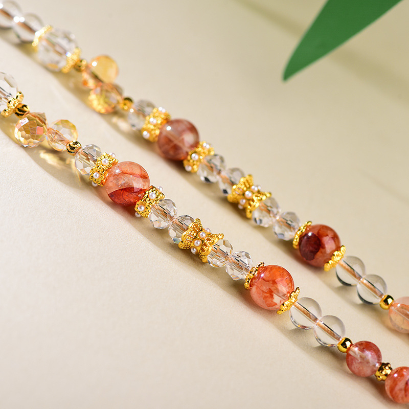 Természetes gyanta virág kristály nyaklánc zsinórral, kézzel kötött, U-alakú geometriai dizájn, Falin Crystal Jewelry