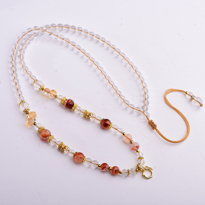 Természetes gyanta virág kristály nyaklánc zsinórral, kézzel kötött, U-alakú geometriai dizájn, Falin Crystal Jewelry