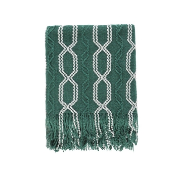 Kötött kanapé takaró skandináv stílusban, geometriai mintával, akril anyagú, 550 g, tavasz–őszre alkalmas