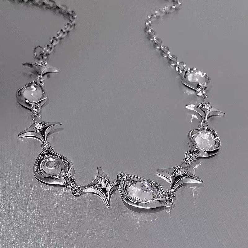 Geometriai csillag medálos nyaklánc, kézzel készített cinkötvözetből, uniszex, klasszikus lánccal