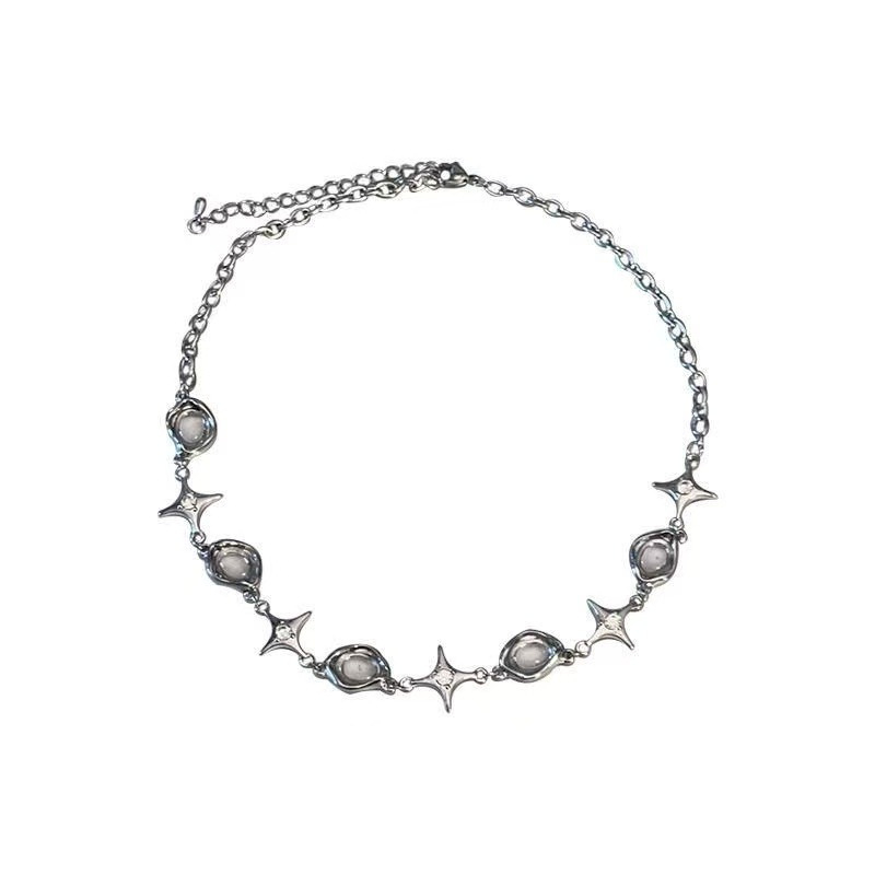 Geometriai csillag medálos nyaklánc, kézzel készített cinkötvözetből, uniszex, klasszikus lánccal