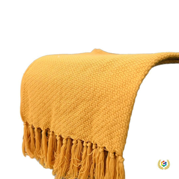 Cuvertură pentru marginea patului cu dungi diagonale și model os de pește, amestec de fibre, stil Nordic, 500–799 g, potrivit pentru orice sezon