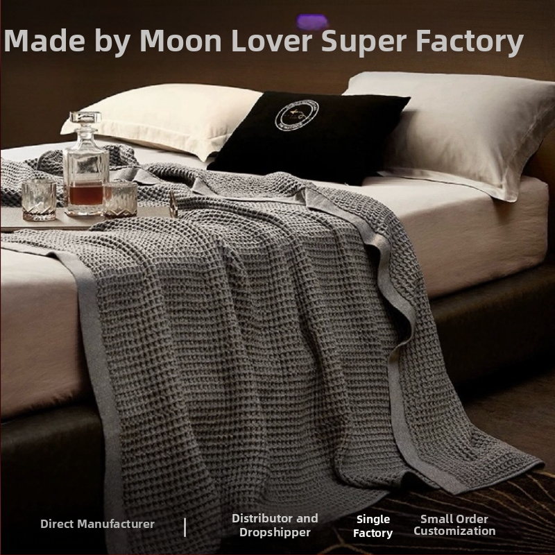 Moon lover vafľová bavlnená deka, 800 g, 100% bavlna,jar-jeseň, moderný minimalistický štýl