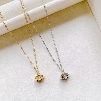 Yaru márkájú titánium acél nyaklánc geometriás medállal, Flash O lánccal, titánium acél anyag, őszi 2025