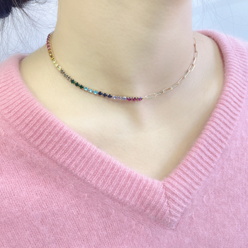 Ogrlica s rhinestones i privjeskom od mješovitih kamenčića, O-lanac, 6.23 g, elegantan stil