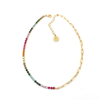 Ogrlica s rhinestones i privjeskom od mješovitih kamenčića, O-lanac, 6.23 g, elegantan stil