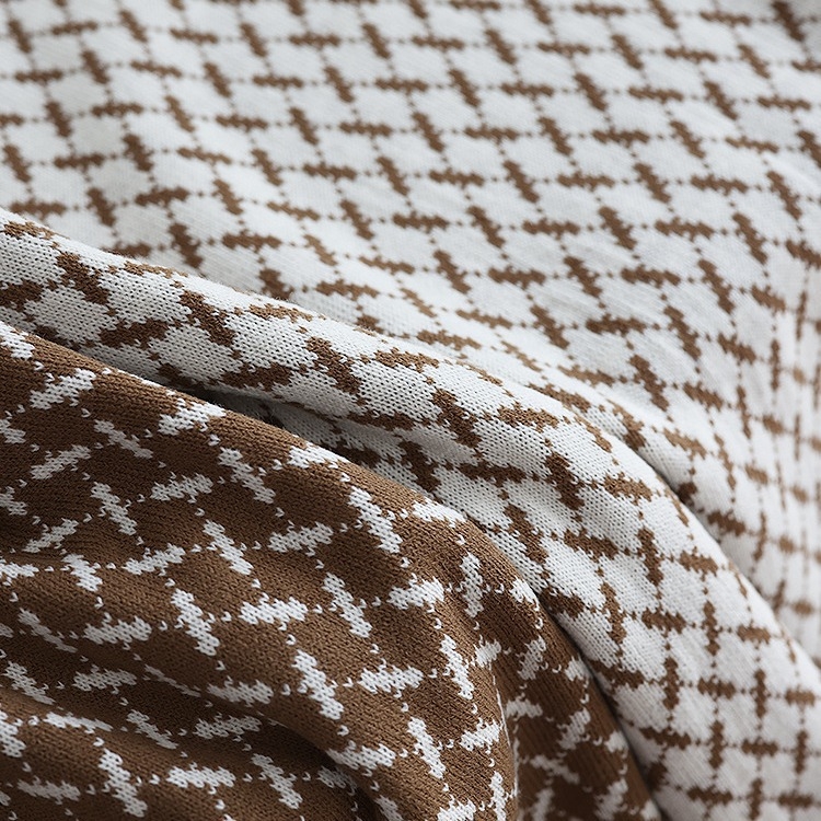 Cuvertură tricotată în stil nordic — recomandată de designer, acrilic, model geometric, 300–499 g, pentru toate anotimpurile