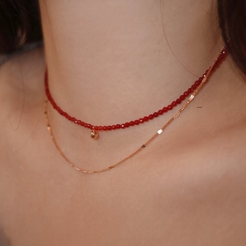 BYG kristály nyaklánc golyó lánccal, 31–40 cm