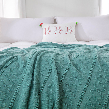 Pătură tricotată decorativă pentru marginea patului, stil Nordic, fibre acrilice, 500–799 g, unicolor, personalizabil