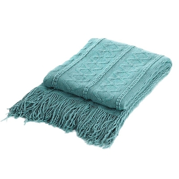 Pătură tricotată decorativă pentru marginea patului, stil Nordic, fibre acrilice, 500–799 g, unicolor, personalizabil