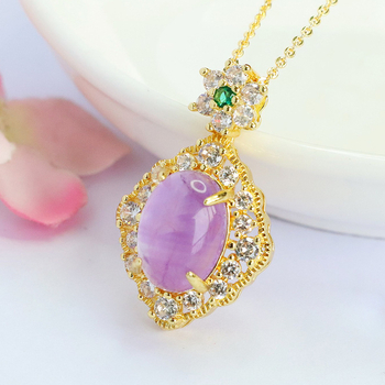 Κρεμαστό με αμέθυστο κρύσταλλο, πλευρικοί λίθοι ζιρκόν, χαλκός με επίχρυση επίστρωση, μάρκα Jianyu