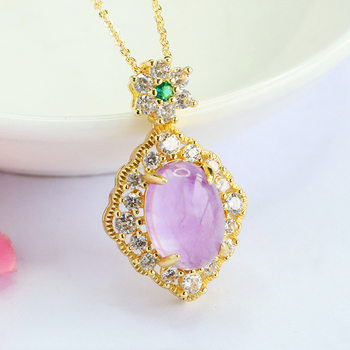 Κρεμαστό με αμέθυστο κρύσταλλο, πλευρικοί λίθοι ζιρκόν, χαλκός με επίχρυση επίστρωση, μάρκα Jianyu