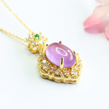 Κρεμαστό με αμέθυστο κρύσταλλο, πλευρικοί λίθοι ζιρκόν, χαλκός με επίχρυση επίστρωση, μάρκα Jianyu