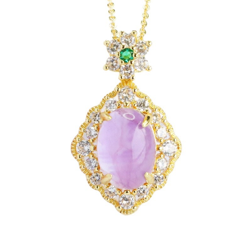 Κρεμαστό με αμέθυστο κρύσταλλο, πλευρικοί λίθοι ζιρκόν, χαλκός με επίχρυση επίστρωση, μάρκα Jianyu